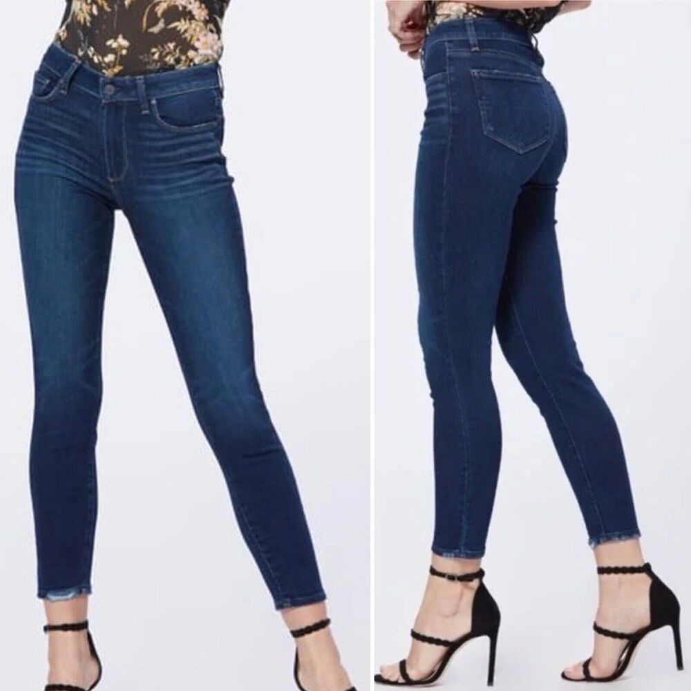 Paige Hoxton Crop Distressed Jeans In Hibiscus Wash 26